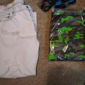 Distressed Levi's and Army cargo seats